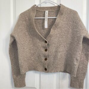 Lululemon Women  Alpaca/Wool Blend V Neck Buttons Up Knitted Cardigan Sweater XL